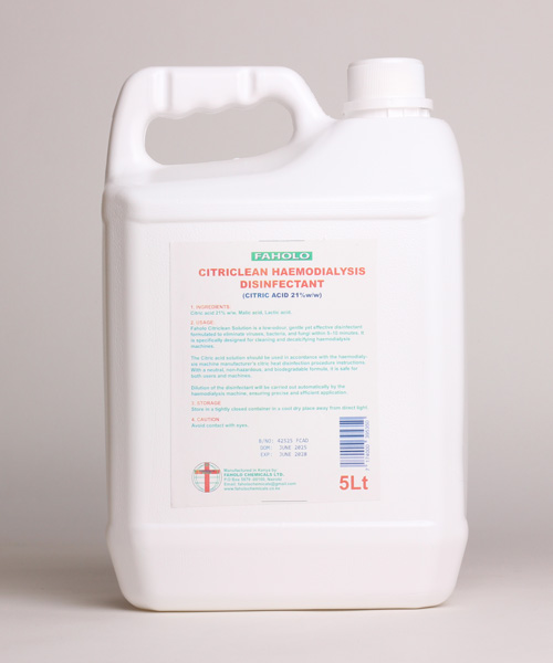 Faholo Chemicals Citric Acid Disinfectant.